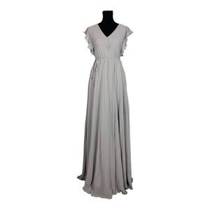2269 Lulu's Crescendo Light Grey Wrap Maxi Dress